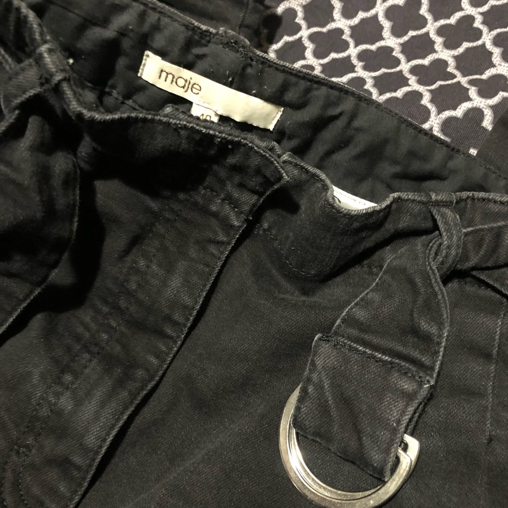 Maje Women Black Jeans Taper Leg Pleated High Rise Denim Pants Sz 40 Large - Picture 6 of 9
